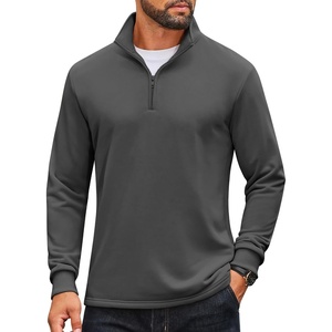 image:imageCOOFANDY Mens Quarter Zip Pullover Sweatshirt Mock Neck Quilted Sweatshirt Lightweight Casual Long Sleeve Polo ShirtDark Grey