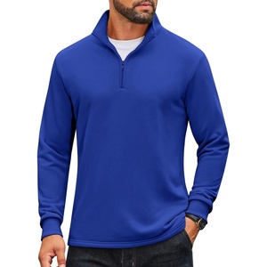 image:imageCOOFANDY Mens Quarter Zip Pullover Sweatshirt Mock Neck Quilted Sweatshirt Lightweight Casual Long Sleeve Polo ShirtDeep Blue