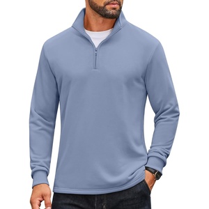 image:imageCOOFANDY Mens Quarter Zip Pullover Sweatshirt Mock Neck Quilted Sweatshirt Lightweight Casual Long Sleeve Polo ShirtSky Blue