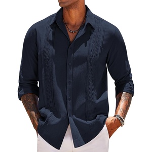 image:imageCOOFANDY Mens Shirt Long Sleeve Casual Shirt for Men Beach Wedding Outfit Navy Blue