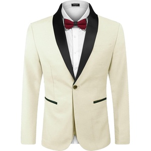 image:imageCOOFANDY Mens Tuxedo Jacket One Button Dress Suit Blazer Jacket for Wedding Dinner Prom PartyBeige