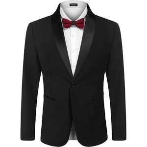 image:imageCOOFANDY Mens Tuxedo Jacket One Button Dress Suit Blazer Jacket for Wedding Dinner Prom PartyBlack