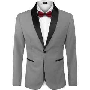 image:imageCOOFANDY Mens Tuxedo Jacket One Button Dress Suit Blazer Jacket for Wedding Dinner Prom PartyGray