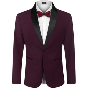 image:imageCOOFANDY Mens Tuxedo Jacket One Button Dress Suit Blazer Jacket for Wedding Dinner Prom PartyWine Red