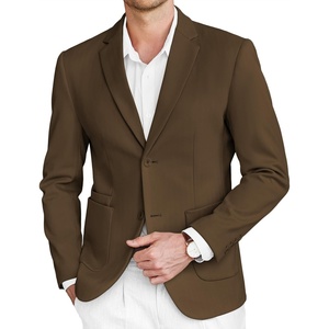image:imageCOOFANDY Mens Tweed Blazer Slim Fit Casual Sport Coat Two Button Knit Suit JacketBrown