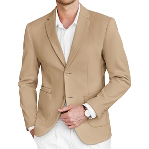 image:imageCOOFANDY Mens Tweed Blazer Slim Fit Casual Sport Coat Two Button Knit Suit JacketKhaki