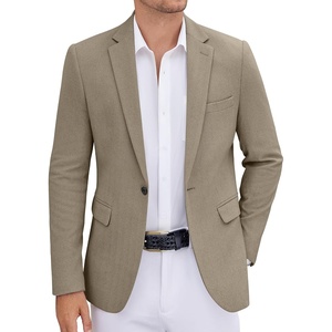 image:imageCOOFANDY Mens Tweed Herringbone Blazer One Button Casual Sports Coats Slim Fit Suit Jackets Formal Dress BlazersArmy Green