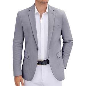 image:imageCOOFANDY Mens Tweed Herringbone Blazer One Button Casual Sports Coats Slim Fit Suit Jackets Formal Dress BlazersBlue