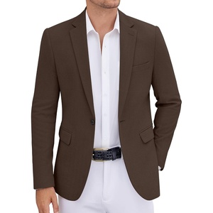 image:imageCOOFANDY Mens Tweed Herringbone Blazer One Button Casual Sports Coats Slim Fit Suit Jackets Formal Dress BlazersBrown