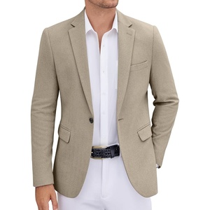 image:imageCOOFANDY Mens Tweed Herringbone Blazer One Button Casual Sports Coats Slim Fit Suit Jackets Formal Dress BlazersKhaki