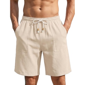 image:imageCOOFANDY Mens UltraLight Summer Shorts Casual Drawstring 9 Linen Shorts with PocketsBeige