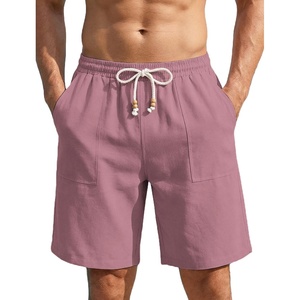 image:imageCOOFANDY Mens UltraLight Summer Shorts Casual Drawstring 9 Linen Shorts with PocketsDusty Pink