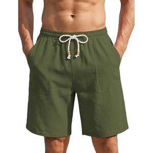 image:imageCOOFANDY Mens UltraLight Summer Shorts Casual Drawstring 9 Linen Shorts with PocketsOlive Green