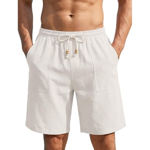 image:imageCOOFANDY Mens UltraLight Summer Shorts Casual Drawstring 9 Linen Shorts with PocketsWhite