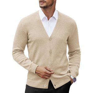 image:imageCOOFANDY Mens V Neck Cardigan Sweater Casual Lightweight Button Down Knitted Cardigan SweaterBeige