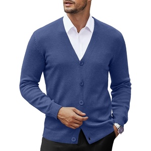 image:imageCOOFANDY Mens V Neck Cardigan Sweater Casual Lightweight Button Down Knitted Cardigan SweaterBlue