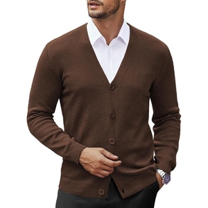 image:imageCOOFANDY Mens V Neck Cardigan Sweater Casual Lightweight Button Down Knitted Cardigan SweaterBrown