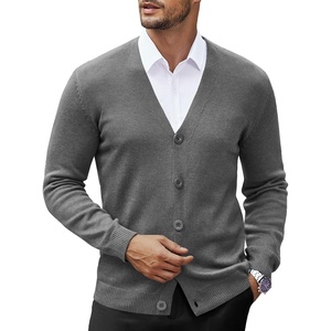 image:imageCOOFANDY Mens V Neck Cardigan Sweater Casual Lightweight Button Down Knitted Cardigan SweaterDark Grey