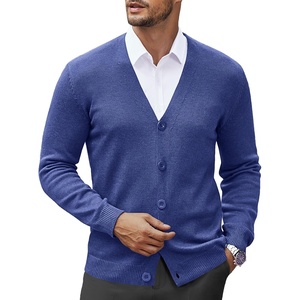 image:imageCOOFANDY Mens V Neck Cardigan Sweater Casual Lightweight Button Down Knitted Cardigan SweaterDeep Blue