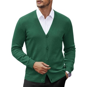 image:imageCOOFANDY Mens V Neck Cardigan Sweater Casual Lightweight Button Down Knitted Cardigan SweaterGreen