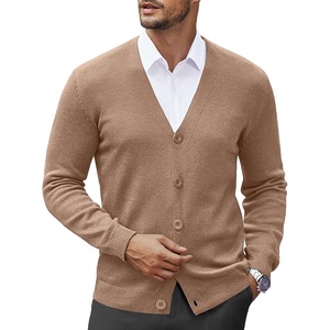 image:imageCOOFANDY Mens V Neck Cardigan Sweater Casual Lightweight Button Down Knitted Cardigan SweaterLight Brown