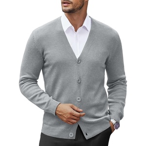 image:imageCOOFANDY Mens V Neck Cardigan Sweater Casual Lightweight Button Down Knitted Cardigan SweaterLight Grey