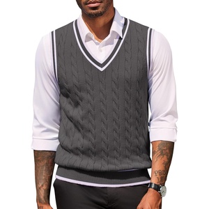 image:imageCOOFANDY Sweater Vest for Men Regular Fit V Neck Sleeveless Knitted Pullovers SweaterDark Grey