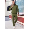 image:imageCOOFANDY 2 Piece Set for Men Casual 14 Zip Track Suits Set Long Sleeve Quarter Pullover Jogging Suits 2025 Fashion OutfitsArmy Green