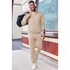 image:imageCOOFANDY 2 Piece Set for Men Casual 14 Zip Track Suits Set Long Sleeve Quarter Pullover Jogging Suits 2025 Fashion OutfitsCream
