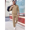 image:imageCOOFANDY 2 Piece Set for Men Casual 14 Zip Track Suits Set Long Sleeve Quarter Pullover Jogging Suits 2025 Fashion OutfitsKhaki