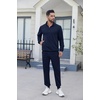 image:imageCOOFANDY 2 Piece Set for Men Casual 14 Zip Track Suits Set Long Sleeve Quarter Pullover Jogging Suits 2025 Fashion OutfitsNavy Blue