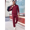 image:imageCOOFANDY 2 Piece Set for Men Casual 14 Zip Track Suits Set Long Sleeve Quarter Pullover Jogging Suits 2025 Fashion OutfitsWine Red