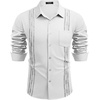 image:imageCOOFANDY Cuban Shirts for Men Long Sleeve Guayabera Shirts Button Up Linen Shirt Mexican Wedding Shirts White