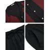 image:imageCOOFANDY Men 2 Piece Linen Outfit Beach Button Down Shirt Casual Loose Pant SetsBlack Patchwork Wine Red ShirtBlack Pants
