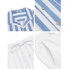 image:imageCOOFANDY Men 2 Piece Linen Outfit Beach Button Down Shirt Casual Loose Pant SetsBlue Stripes ShirtWhite Pants