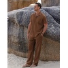 image:imageCOOFANDY Men 2 Piece Linen Outfit Beach Button Down Shirt Casual Loose Pant SetsBrown