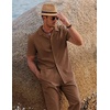 image:imageCOOFANDY Men 2 Piece Linen Outfit Beach Button Down Shirt Casual Loose Pant SetsBrown