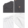 image:imageCOOFANDY Men 2 Piece Linen Outfit Beach Button Down Shirt Casual Loose Pant SetsDark Gray ShirtWhite Pants