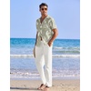 image:imageCOOFANDY Men 2 Piece Linen Outfit Beach Button Down Shirt Casual Loose Pant SetsGreen Floral ShirtWhite Pants