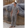 image:imageCOOFANDY Men 2 Piece Linen Outfit Beach Button Down Shirt Casual Loose Pant SetsGrey