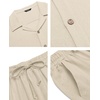 image:imageCOOFANDY Men 2 Piece Linen Outfit Beach Button Down Shirt Casual Loose Pant SetsKhaki