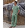 image:imageCOOFANDY Men 2 Piece Linen Outfit Beach Button Down Shirt Casual Loose Pant SetsLight Green