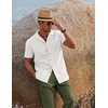 image:imageCOOFANDY Men 2 Piece Linen Outfit Beach Button Down Shirt Casual Loose Pant SetsWhite ShirtArmy Green Pants