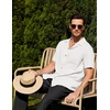 image:imageCOOFANDY Men 2 Piece Linen Outfit Beach Button Down Shirt Casual Loose Pant SetsWhite ShirtBlack Pants