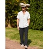 image:imageCOOFANDY Men 2 Piece Linen Outfit Beach Button Down Shirt Casual Loose Pant SetsWhite ShirtBlack Pants