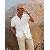 image:imageCOOFANDY Men 2 Piece Linen Outfit Beach Button Down Shirt Casual Loose Pant SetsWhite ShirtKhaki Pants