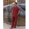 image:imageCOOFANDY Men 2 Piece Linen Outfit Beach Button Down Shirt Casual Loose Pant SetsWine Red