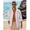 image:imageCOOFANDY Men Beach Shirts Casual Cotton Linen Long Sleeve Regular Fit Yoga Shirts White