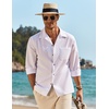 image:imageCOOFANDY Men Beach Shirts Casual Cotton Linen Long Sleeve Regular Fit Yoga Shirts White
