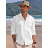 image:imageCOOFANDY Men Linen Cuban Guayabera Shirts  Long Sleeve Dress amp Beach Wedding Shirts